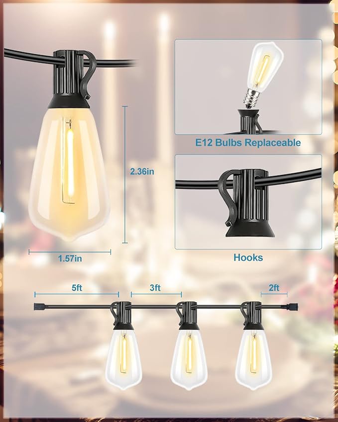 Lightdot 400FT Outdoor String Lights, LED Bistro String Lights - Image 3