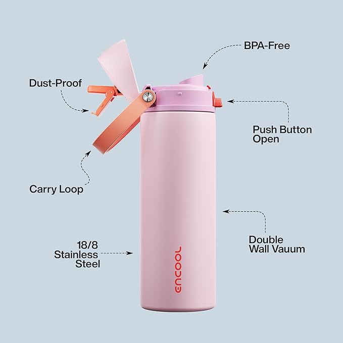 Insulated Water Bottle with Straw - Image 4