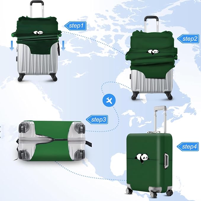 ANNA QUEEN Panda Travel Luggage Cover- Cartoon Cute Stretchable Airplane - Image 6
