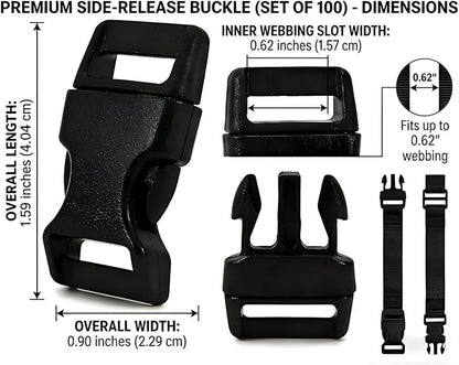5/8" Black Plastic Side Release Buckle Curved Quick Release - Image 2