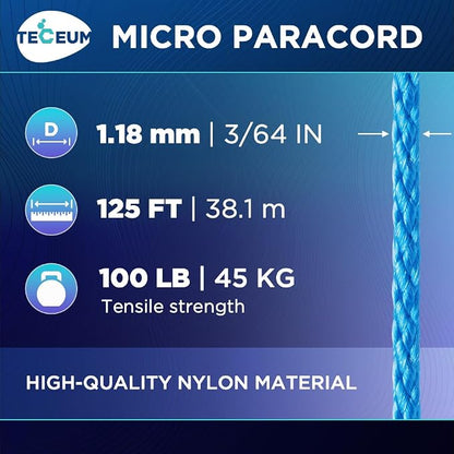TECEUM Micro Paracord – 1.18 mm X 125 ft – Micro Utility Cord – Thin Braided - Image 2