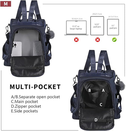 PINCNEL Women Backpack Purse Waterproof Nylon Anti-theft Rucksack Lightweight - Image 3