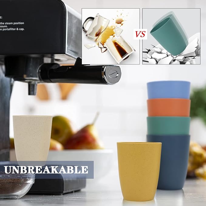 Homienly Unbreakable Plastic Cups Set Wheat Straw Cups 20 OZ Drinking Glasses - Image 5