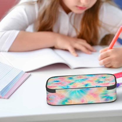 Tie Dye Pencil Case Pink Blue Ring Spray Artistic Design Pencil Bag Pen Markers - Image 5