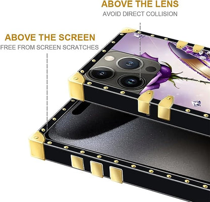 Compatible with iPhone 16 Pro Max Case, High Heeled Purple Diamond Rose Luxury - Image 6
