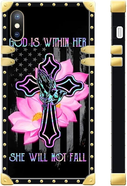 Compatible with iPhone XR Case, Praying Cross Hands Luxury Golden Decoration - Image 3