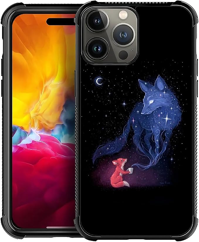for iPhone 15 Pro Max Case, Galaxy Fox Wolf Pattern Graphic Design Girl Boy by FKBRCL4U