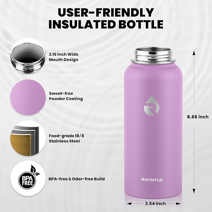 RAYMYLO Insulated Water Bottle 32 oz, Triple Wall Vacuum Stainless Steel - Image 5