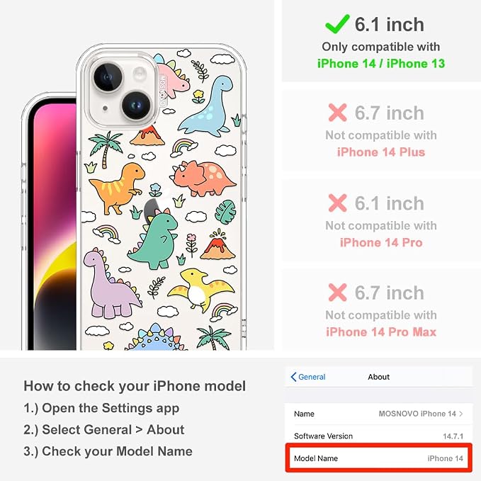 MOSNOVO for iPhone 13/14 Case | Military Grade 6.6ft Drop Tested | Clear - Image 2