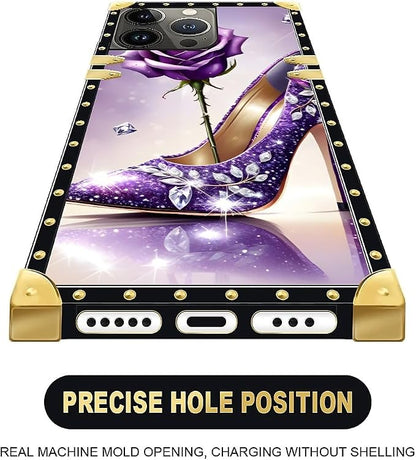 Compatible with iPhone 13 Pro Max Case, High Heeled Purple Diamond Rose Luxury - Image 5