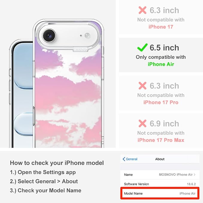 MOSNOVO for iPhone Air Case, Shockproof Military-Grade Protection 6.6ft Drop - Image 2