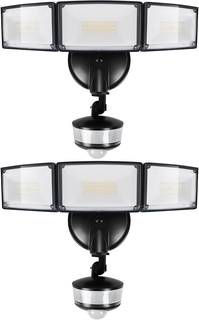 LUTEC 2 Pack 74W 8000 Lumen Motion Sensor Outdoor Lights, 5000K Daylight by LUTEC