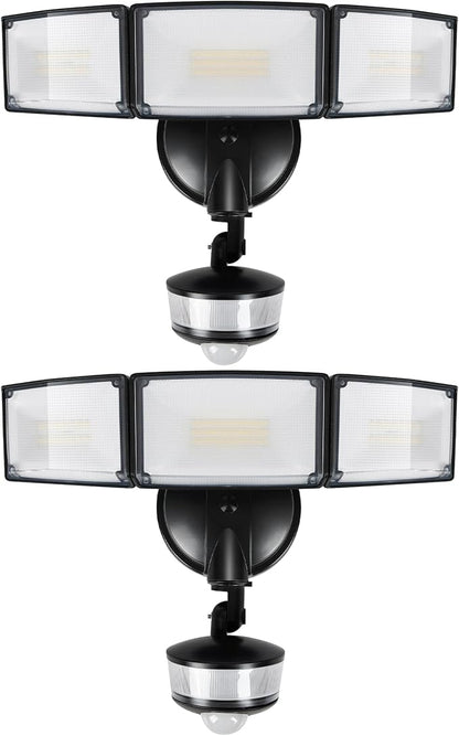 LUTEC 2 Pack 74W 8000 Lumen Motion Sensor Outdoor Lights, 5000K Daylight by LUTEC