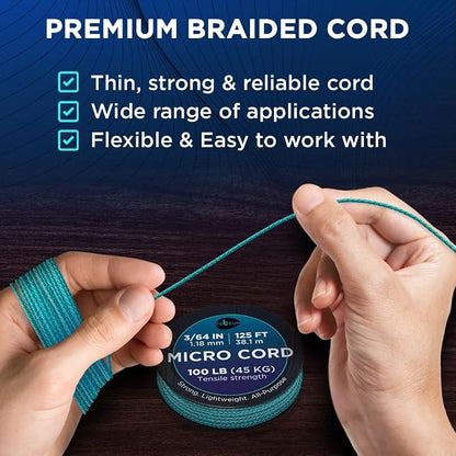 TECEUM Micro Paracord – 1.18 mm X 125 ft – Micro Utility Cord – Thin Braided - Image 3