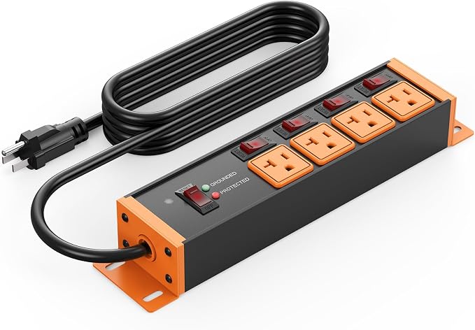 CCCEI Heavy Duty Surge Protector Power Strip 20 Amp Individual Switches. 4FT 12 by CCCEI