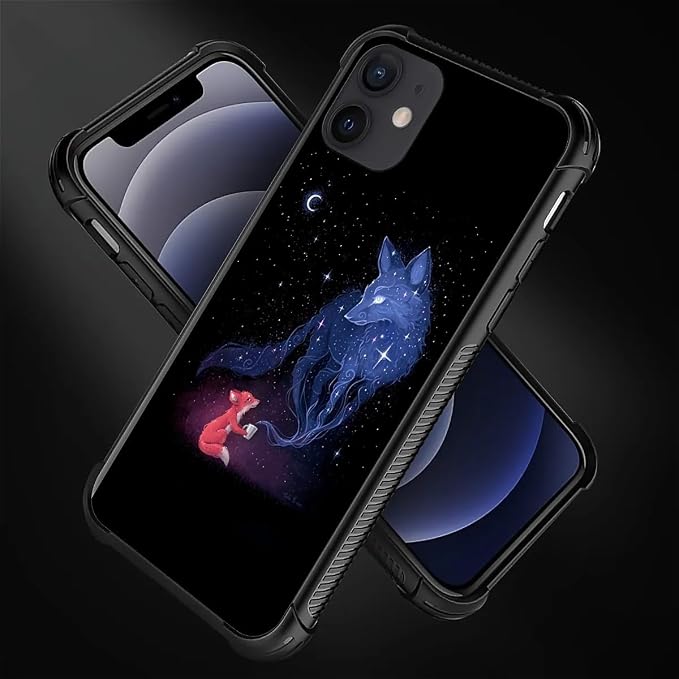 for iPhone 11 Case, Galaxy Fox Wolf Pattern Graphic Design Girl Boy Soft - Image 3