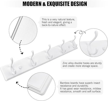 Badiano Wooden Coat Rack, Wall-Mounted Organizer - Image 4