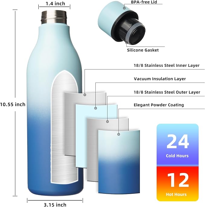 BJPKPK Insulated Water Bottles, 25 oz Stainless Steel Metal Water Bottle - Image 3