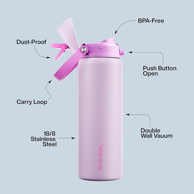 Insulated Water Bottle with Straw - Image 4