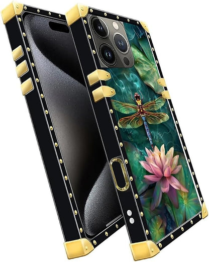 Compatible with iPhone 16 Pro Case, Colourful Dragonfly Pink Lily Pads Luxury - Image 3