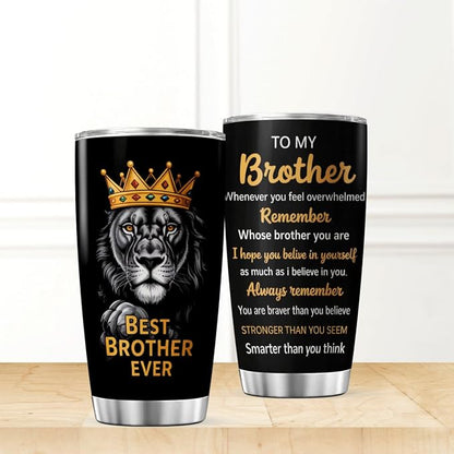 CUBICER Best Brother Ever Lion Design Stainless Steel Tumbler 20 Oz - Image 2