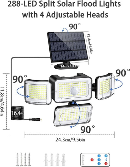CLAONER Solar Outdoor Lights Motion Sensor 3500LM 288 LED Security Light - Image 4