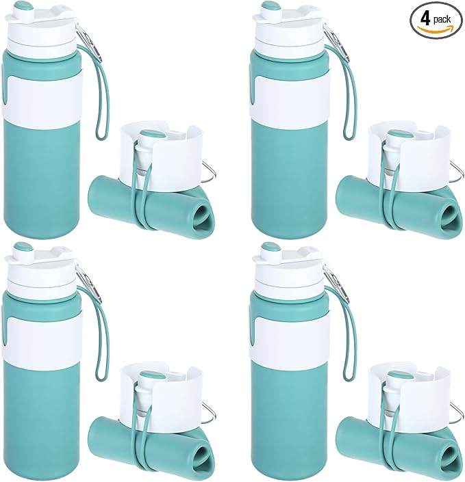 LemonRoad 4 Pcs 26 oz Silicone Collapsible Water Bottle, Portable Foldable by Unknown