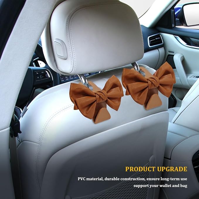 2PCS Car Hooks for Purses and Bags, Cute Bow Car Seat Headrest Hook, Car - Image 5