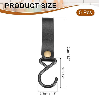 uxcell 5pcs PU Leather Hooks, S-Shape Hooks - Image 2
