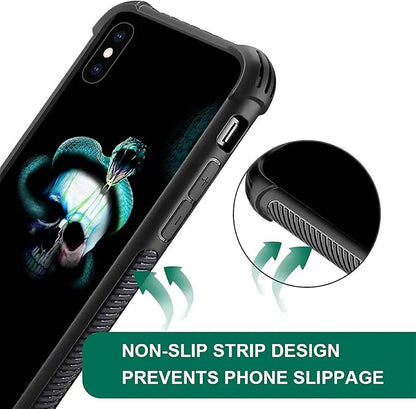 for iPhone X/Xs Case, Skeleton Winding Snake Pattern Graphic Design Girl Boy - Image 3