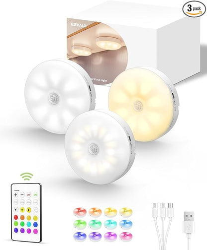 EZVALO Under Cabinet Lighting, 1000mAh Rechargeable Puck Lights by EZVALO