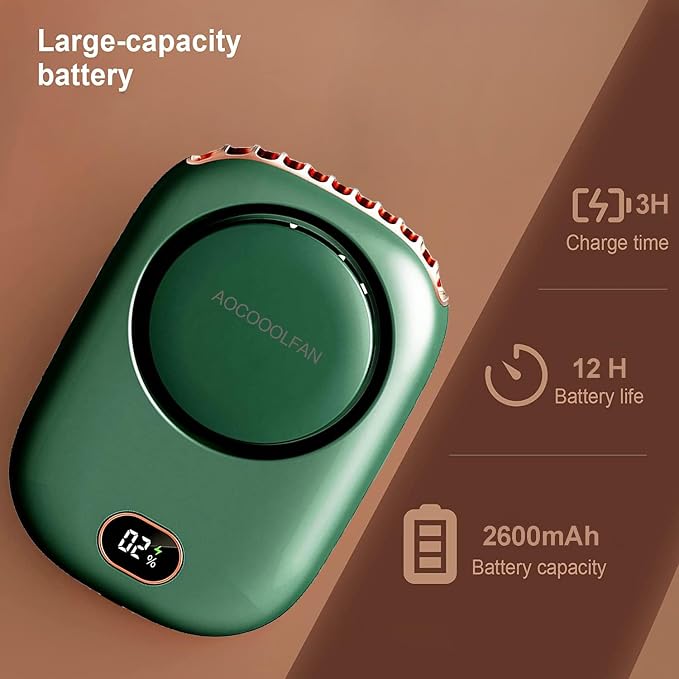 AOCOOLFAN Portable Neck Fan, Mini Small Personal Handheld Fan USB Rechargeable - Image 3