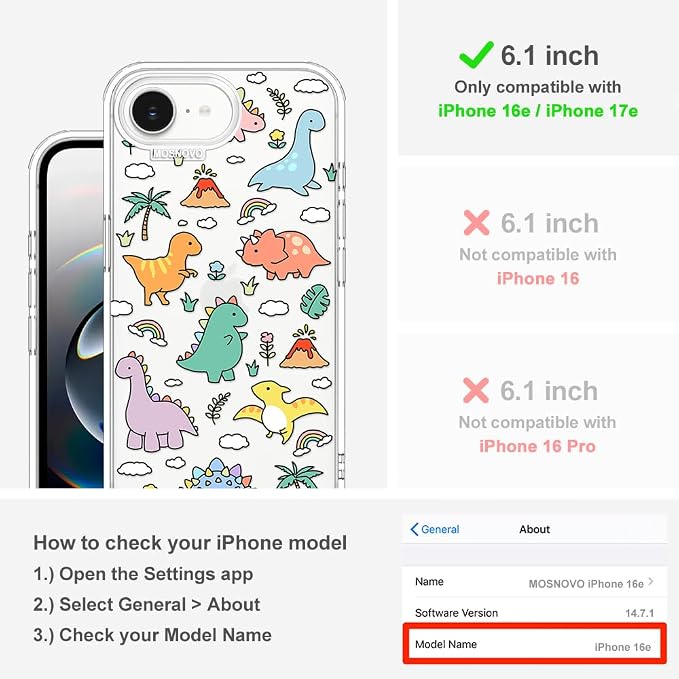 MOSNOVO for iPhone 17e Case/iPhone 16e Case, Shockproof Military-Grade - Image 2