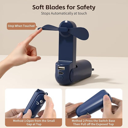 Mini Handheld Fan, USB Rechargeable 3 IN 1 Personal Cooler Fans - Image 5