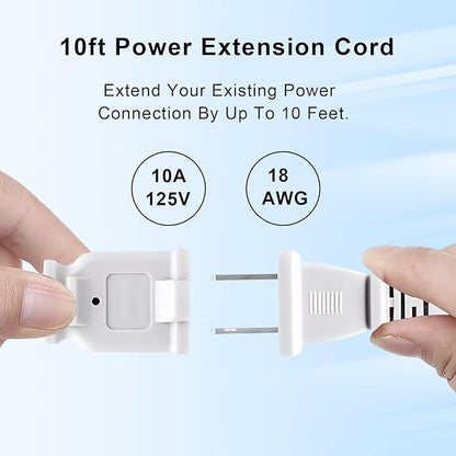 10FT 2 Prong Indoor Extension Cord, Thin White Extension Cords Male/Female - Image 5