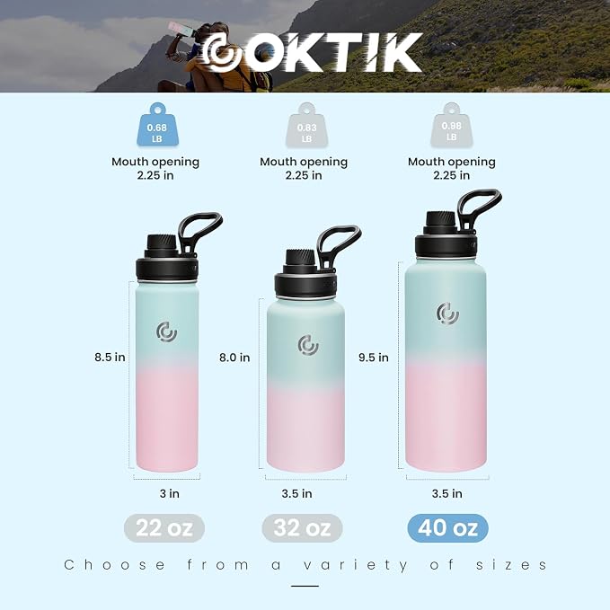 Sports Water Bottle 40oz, Insulated Water Bottle - Image 2