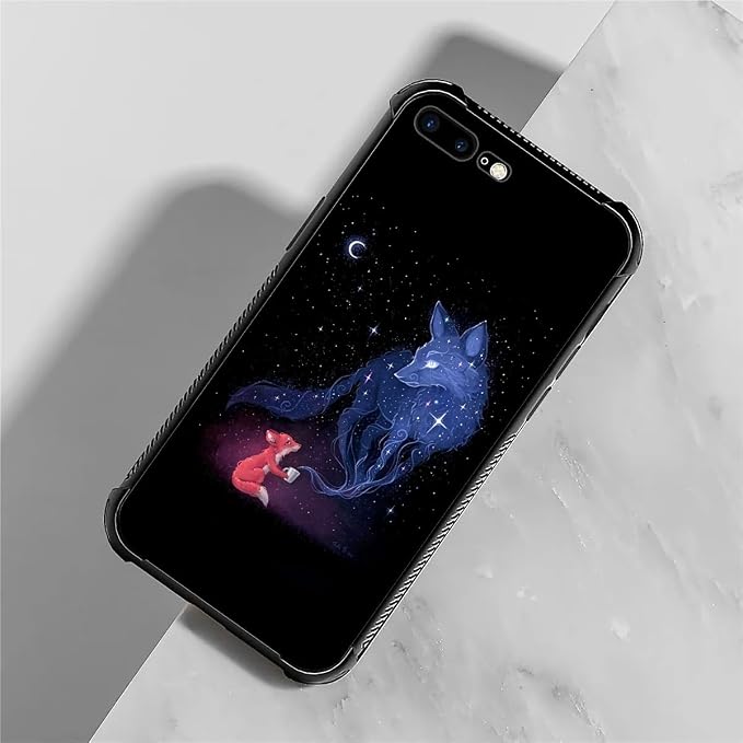 for iPhone 7/8 Case, Galaxy Fox Wolf Pattern Graphic Design Girl Boy Soft - Image 7