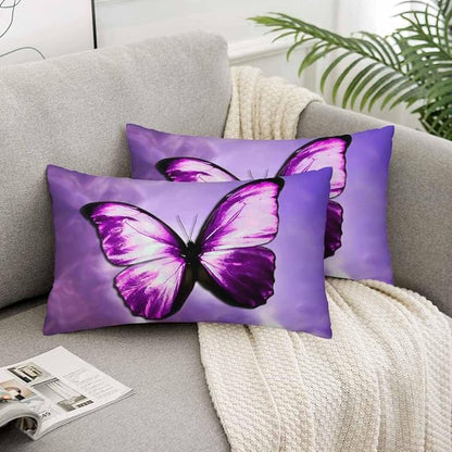 Purple Butterfly Couch Pillow Covers 12 X 20 Vibrant Magical Nature Insect Set - Image 5