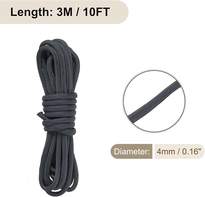 550 Paracord Rope 10ft, 4mm Thin Paracord Nylon Cord 7-Strand Core - Image 2