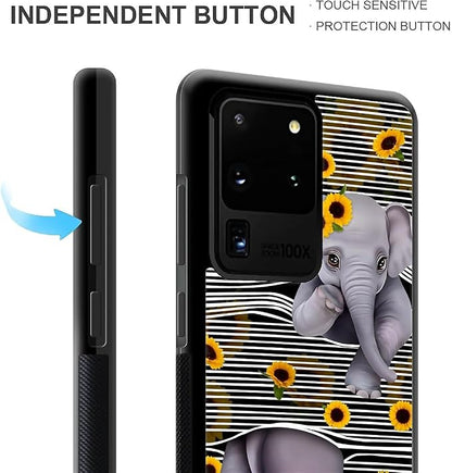 for Samsung Galaxy S20 Ultra Case, Cute Little Elephant Sunflower White Line - Image 5