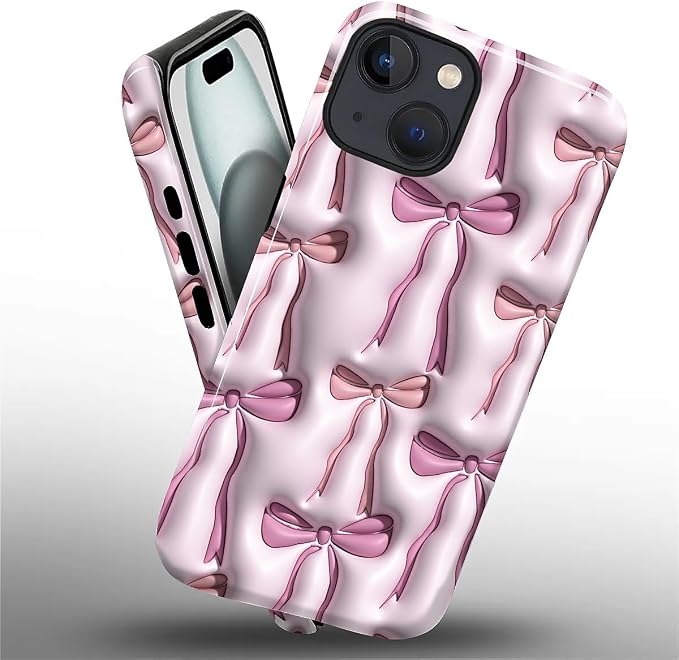 for iPhone 15 Plus Case, HL2 Abstract Ribbons Bows Hybrid 2 Layer Hard Shell - Image 2