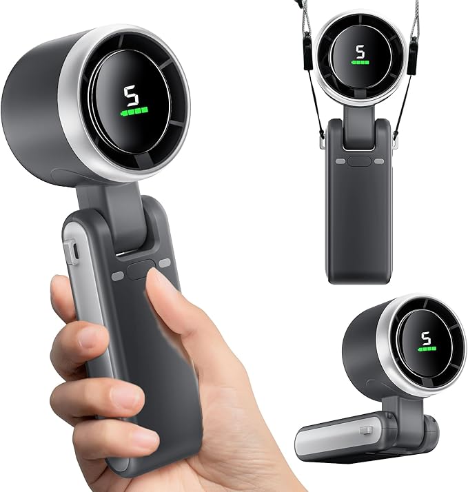 Portable Handheld Mini Fan, Foldable Powerful Winds Turbo Fans, 10000mAh by Unknown