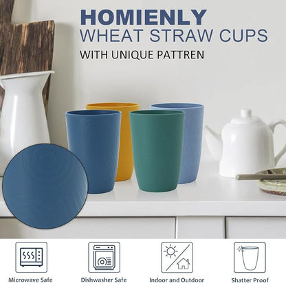 Homienly Wheat Straw Cups Set Unbreakable Drinking Glasses & Reusable Plastic - Image 3