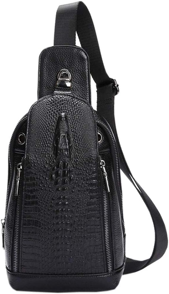 Hebetag Crocodile Genuine Leather Sling Chest Bag by Hebetag