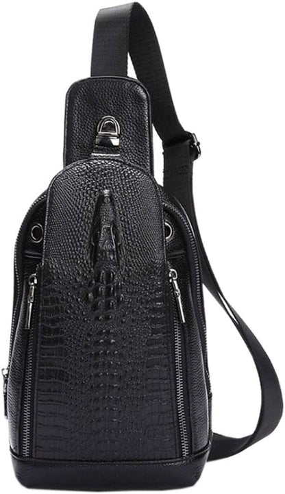 Hebetag Crocodile Genuine Leather Sling Chest Bag by Hebetag