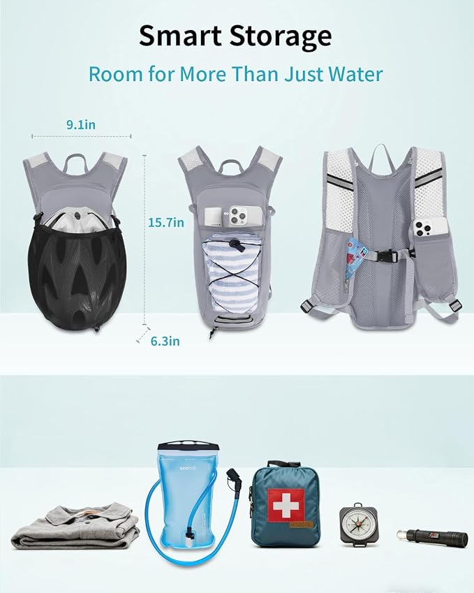 ECOHUB Hydration Backpack with 2L Water Bladder, Lightweight Running Hydration - Image 4