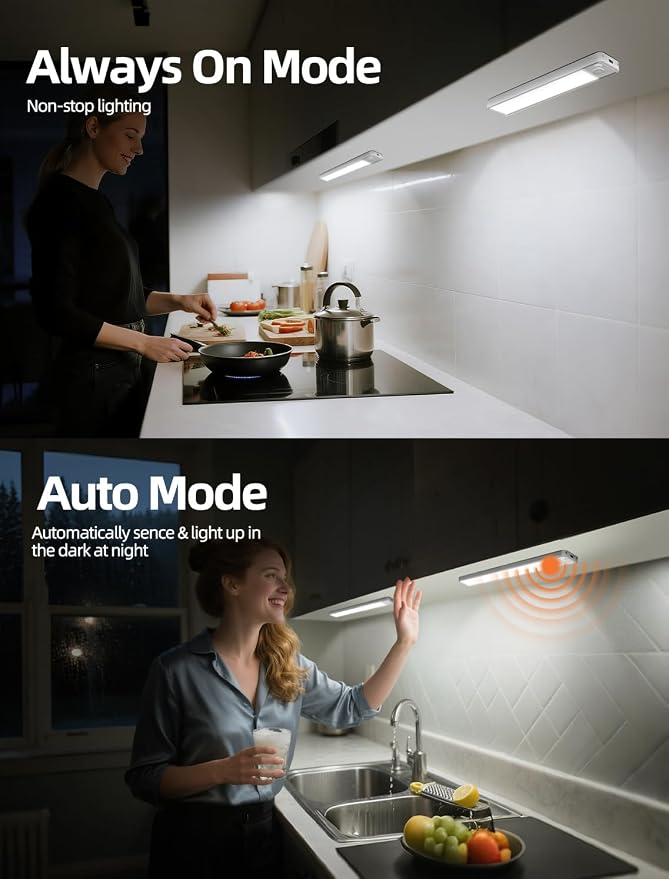 Under Cabinet Lighting: 10 Inch 3-Color Dimmable Rechargeable Motion Sensor - Image 7