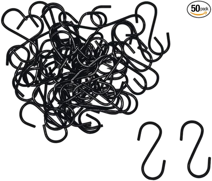 50pcs 1.7 Inch Black Iron Mini S Hooks Multipurpose Hangers by Unknown