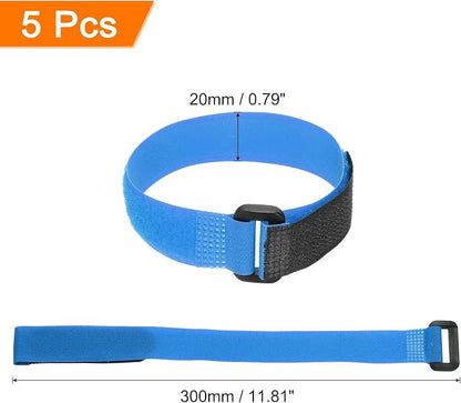 MECCANIXITY 5Pcs Reusable Battery Tie Down Straps, 0.8x12" Blue Nylon - Image 2