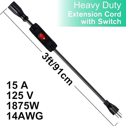 Extension Cord with Switch On/Off Waterproof Switch 3Ft No Plugging and - Image 2